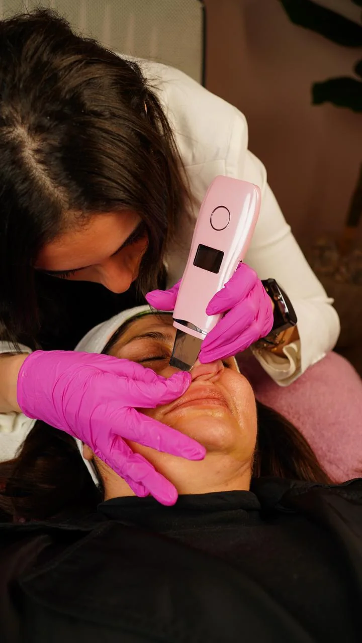 Care during a facial session